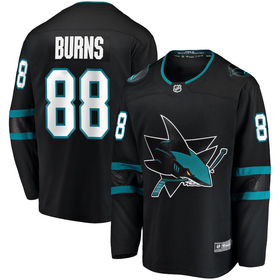 Men San Jose Sharks 88 Brent Burns Fanatics Branded Black Alternate Breakaway Player NHL Jersey